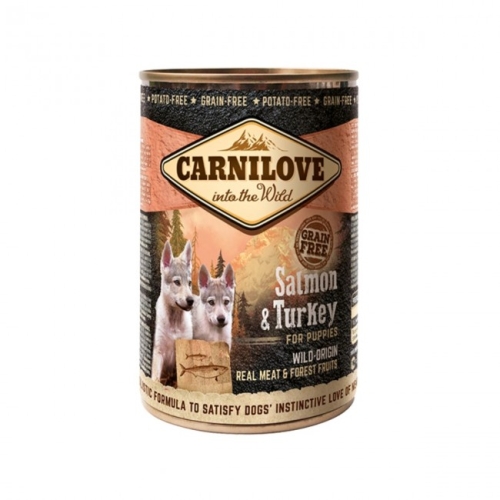 CARNILOVE Wild Meat mitrā barība kucēniem lasis/tītars 400g