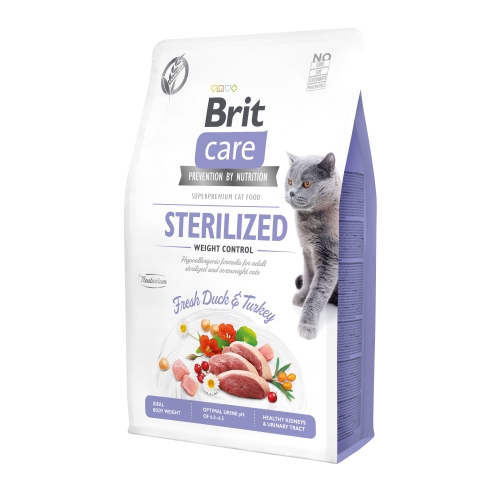 BRIT Care Weight Control barība sterilizētiem kaķiem pīle/tītars 400g