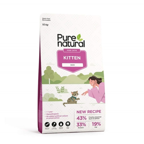 PURENATURAL sausā barība kaķēniem, pīle,10kg