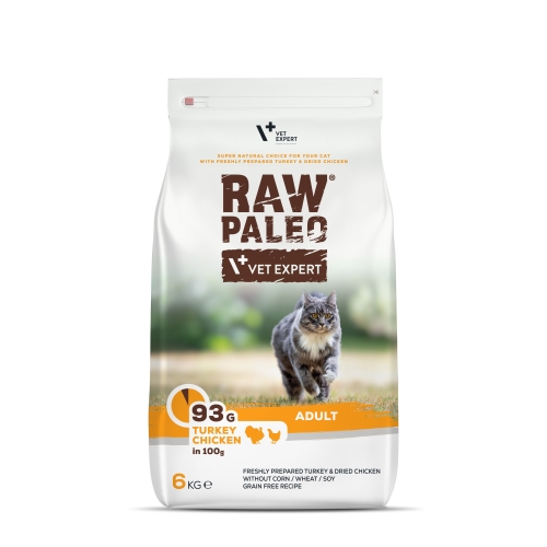RAW PALEO Adult sausā barība kaķiem, tītars/vista, 6kg