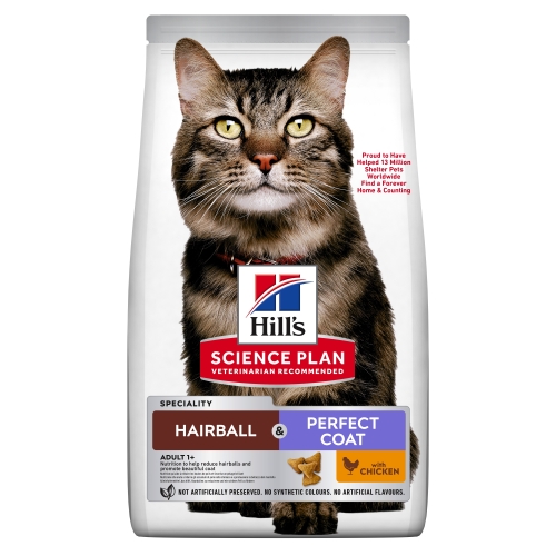 HILL'S SP Hairball&Coat sausā barība kaķiem, vista, 3kg