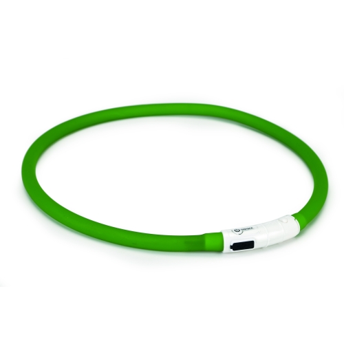 BEEZTEES Dogini Led + USB kakla siksna, 70 cm x 10 mm, zaļa