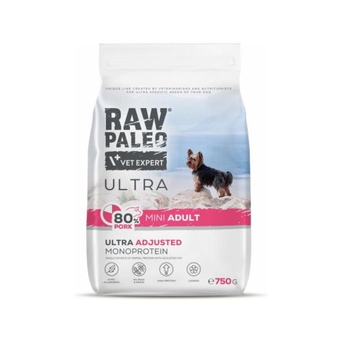 RAW PALEO Ultra Mini sausā barība suņiem, 750g, cūka