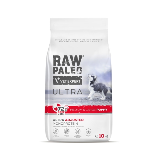 RAW PALEO Ultra Medium/Large sausā barība kucēniem, liell., 10kg