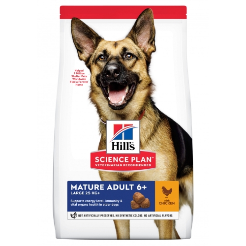 Hills Mature 6+ barība lielo šķirņu suņiem-senioriem ar vistu, 18kg