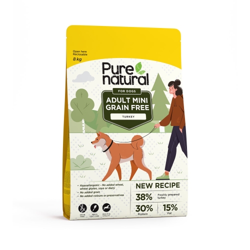 PURENATURAL Mini sausā barība suņiem, tītars, 8kg