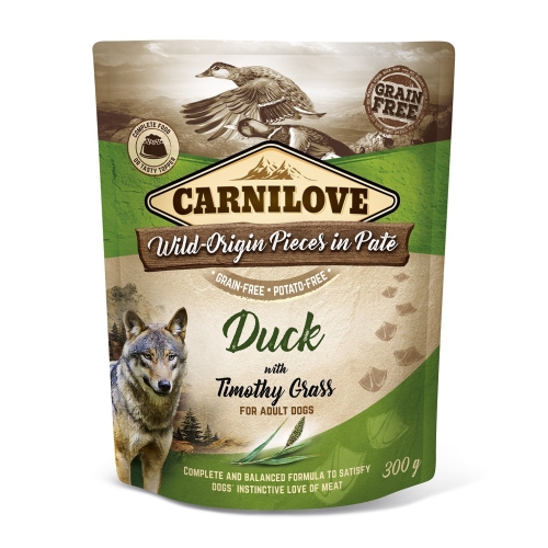 CARNILOVE mitrā barība suņiem ar pīli/timotiņu, 300g