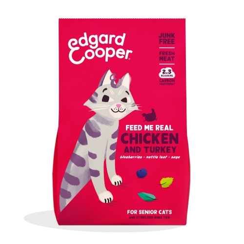 EDGARD COOPER Senior sausā barība kaķiem, vista/tītars, 2kg