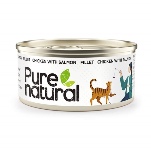 PURENATURAL mitrā barība kaķiem, vista/lasis, 70g