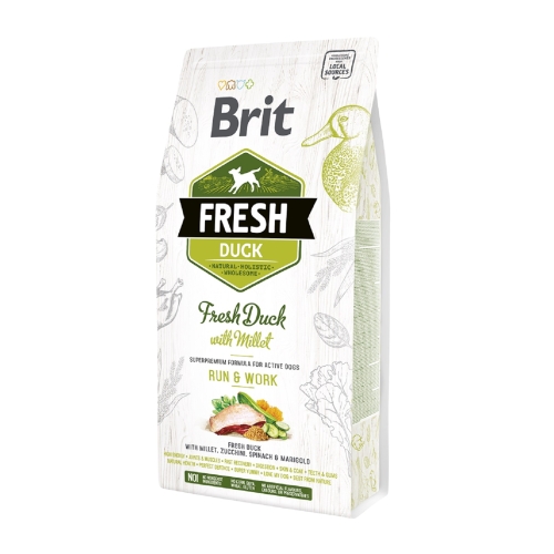 BRIT Fresh Active sausā barība suņiem, pīle/prosa, 2.5kg