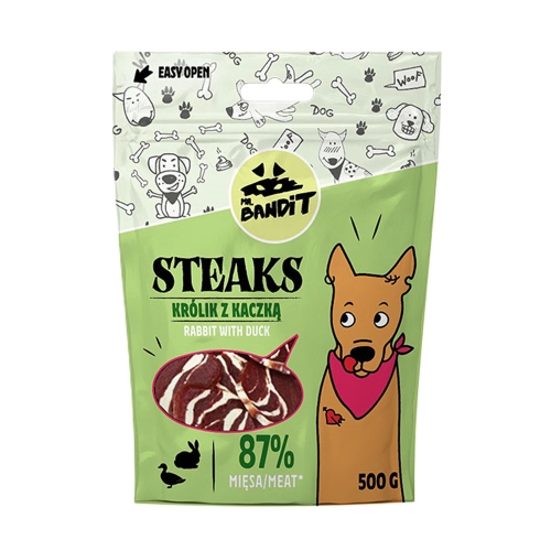 MR.BANDIT Steaks gardums suņiem, trusis/pīle, 500g