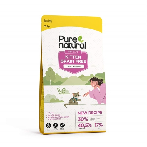 PURENATURAL sausā barība kaķēniem, vista/tītars, 10kg