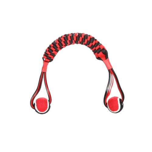 FLAMINGO Woven rotaļlieta suņiem- pīta virve ar bumbiņām