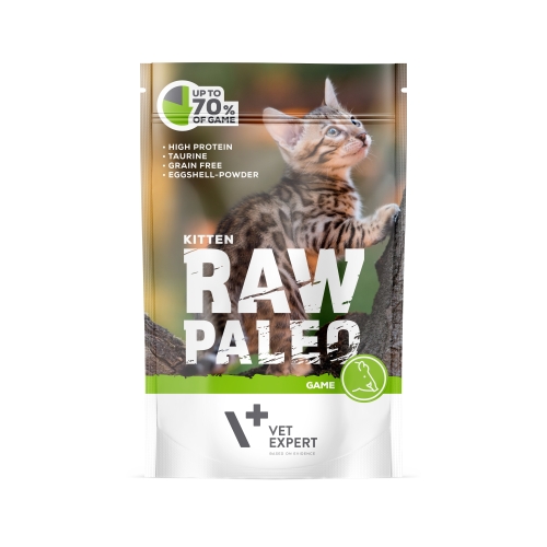 Raw Paleo mitrā barība kaķēniem ar medījumu, 100g
