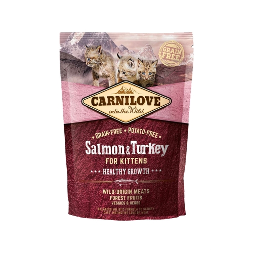 CARNILOVE sausā barība kaķēniem lasis/tītars 0,4kg