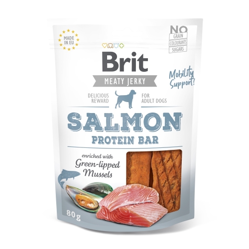 BRIT Jerky proteīna gardumi suņiem ar lasi 80g