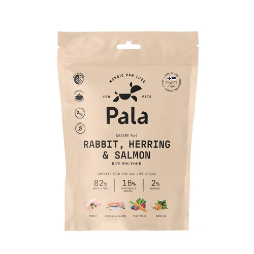 PALA Raw Food kaltēta svaigā barība suņiem trusis/siļķe/lasis 400g