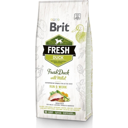 Brit Fresh pilnv. barība aktīviem suņiem ar pīli/prosu 2,5kg