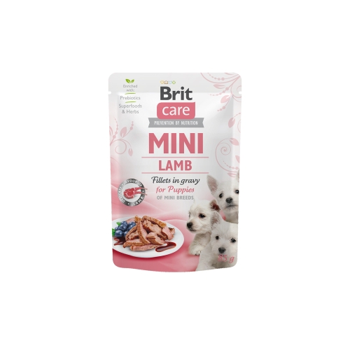BRIT Care barība mazo šķirņu kucēniem jēra gaļas filejas mērcē 85g