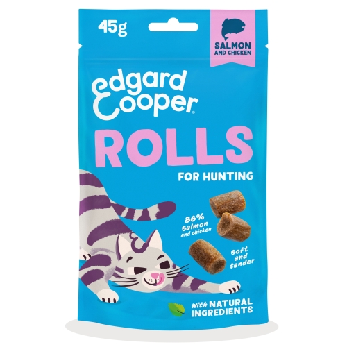 EDGARD COOPER Rolls gardumi kaķiem, lasis/vista, 45g