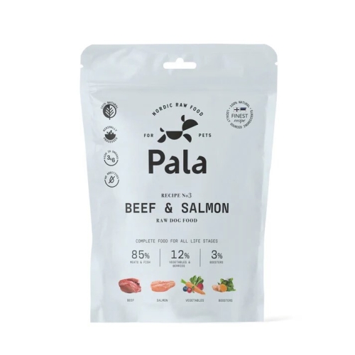 PALA Raw Food kaltēta svaigā barība suņiem, liellops/lasis 400g