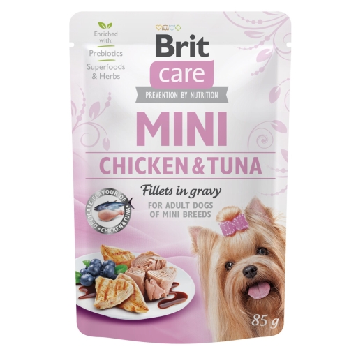BRIT Care Mini mitrā barība suņiem, vista/tuncis mērcē, 85g