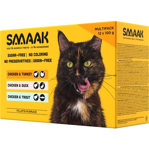 SMAAK Multipack mitrās barības izlase kaķiem, 12 x 100g