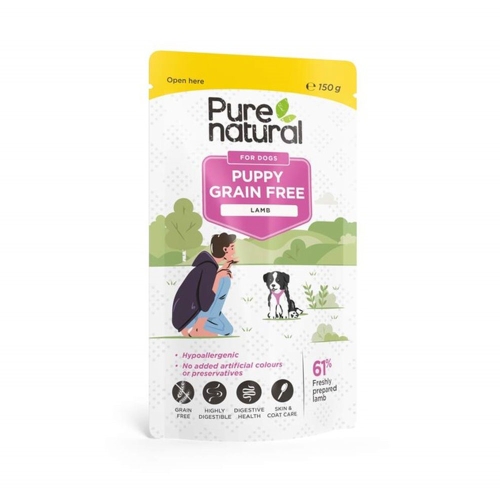PURENATURAL mitrā barība kucēniem, jērs, 150g