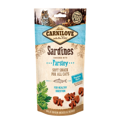 CARNILOVE kārums kaķiem ar sardīnēm un pētersīļiem 50g