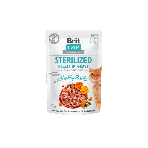 BRIT Care Sterilized mitrā barība kaķiem, trusis mērcē, 85g