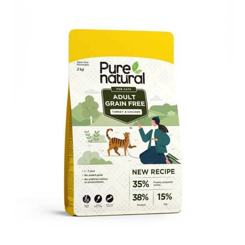 PURENATURAL sausā barība kaķiem, tītars/vista, 2kg