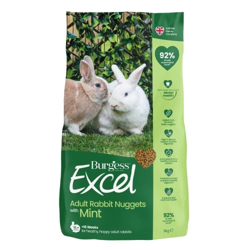 BURGESS Excel Nuggets pieaugušiem trušiem ar piparmētru 3kg