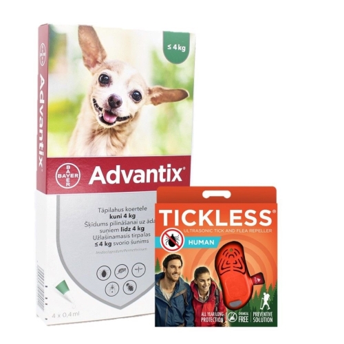Advantix suņiem <4KG 4gab + Tickless Human komplekts