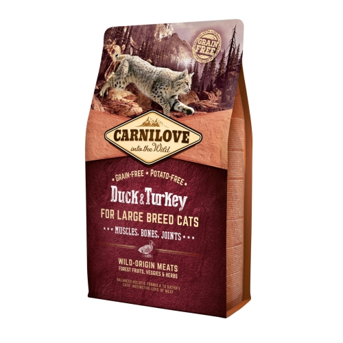 CARNILOVE Large sausā barība kaķiem pīle/tītars 6kg