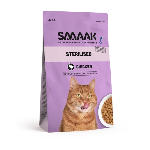 SMAAK Sterilised sausā barība kaķiem, vista, 1.5kg