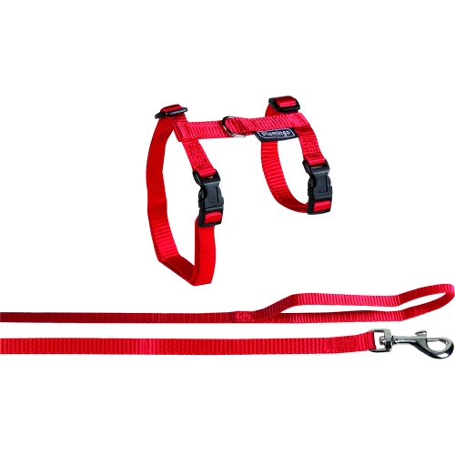 Flamingo Classic krūšu siksna un pavada kaķiem, sarkana