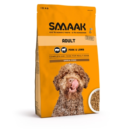 SMAAK sausā barība suņiem, cūkgaļa/jērs, 10kg