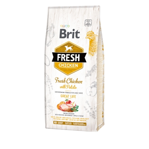 BRIT Fresh sausā barība suņiem, vista/kartupeļi, 12kg