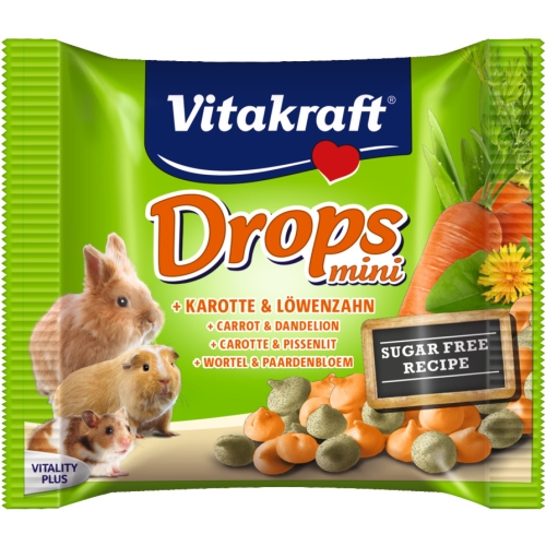 VITAKRAFT Drops Mini gardumi grauzējiem burkāni/pienenes 40g