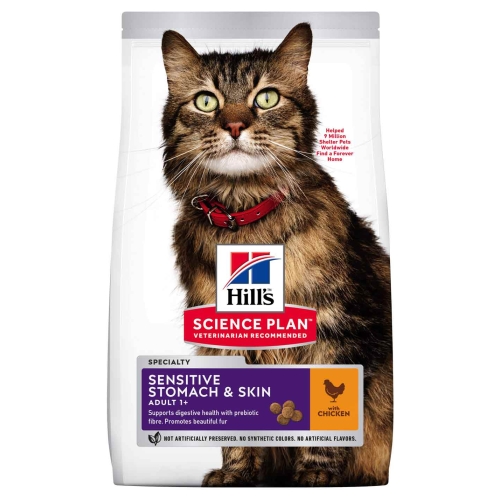HILL'S SP Adult Stomach & Skin sausā barība kaķiem, vista, 7kg