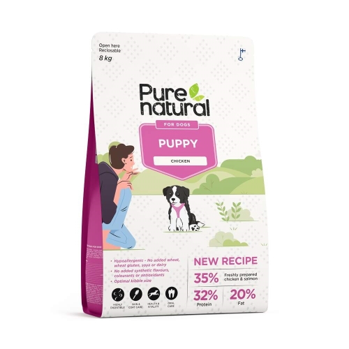 PURENATURAL Puppy sausā barība kucēniem, vista/lasis, 8kg