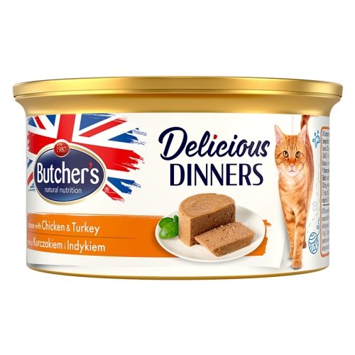 Butchers Classic Delic.Dinner vist/tīt.gaļas kons.kaķiem, 85 g
