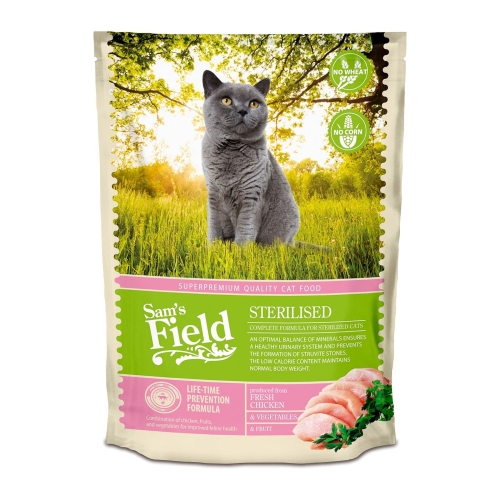 SAM'S FIELD Sterilized sausā barība kaķiem, vista  2,5 kg