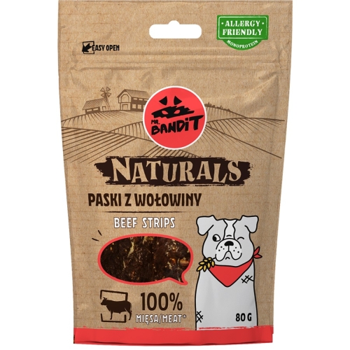 MR.BANDIT Naturals liellopa gaļas sloksnītes 80g