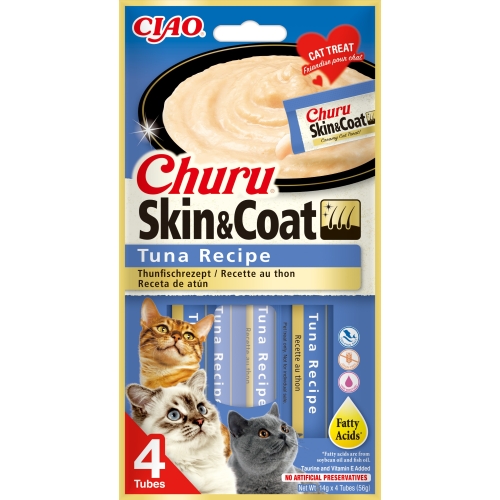 CHURU Skin&Coat gardums kaķiem, tuncis, 14g x 4gb