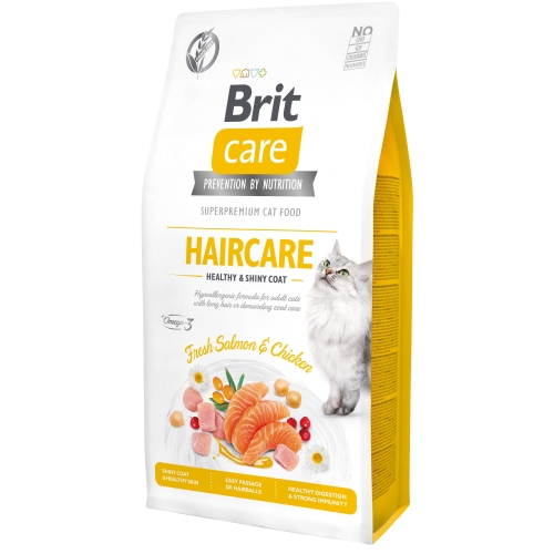 BRIT Care Haircare sausā barība kaķiem lasis/vistas gaļa 400g