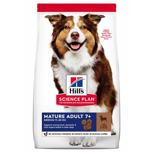 Hills Mature 7+ sausā barība suņiem ar jēru un rīsiem, 2,5kg