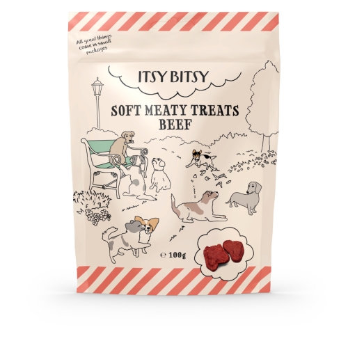 ITSY BITSY Soft kārumi suņiem, liellops, 100g