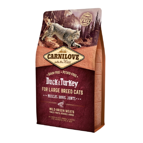 CARNILOVE Large sausā barība kaķiem, pīle/tītars, 2kg