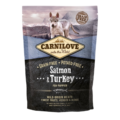 CARNILOVE sausā barība kucēniem, lasis/tītars, 1,5kg
